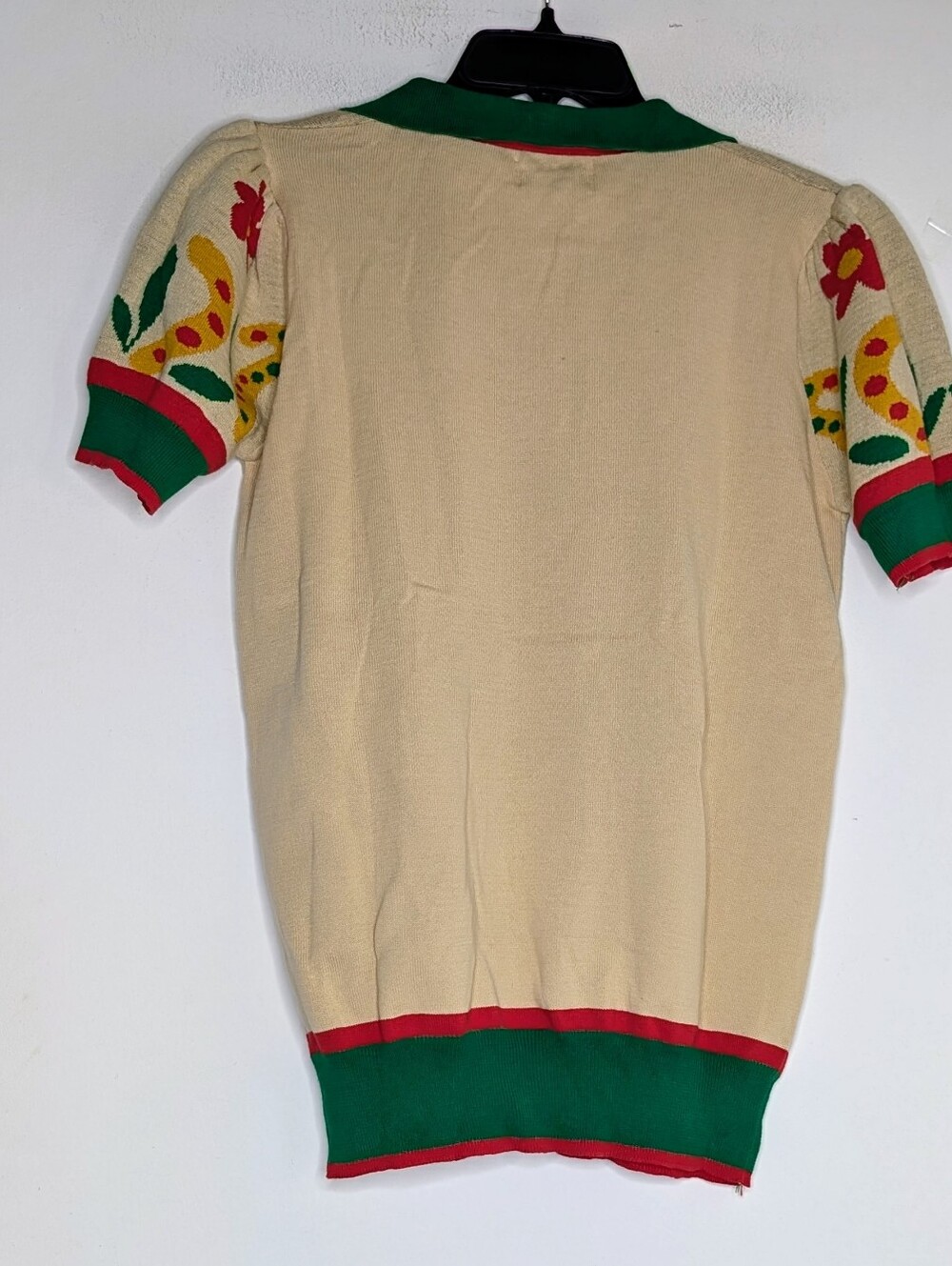 OXknit • Retro Leopard Botanical Knit Polo Shirt V-Neck size small NWT - Picture 3 of 7